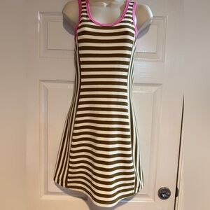 Things Between Striped Ribbed Tank Dress olive and white stripes size medium